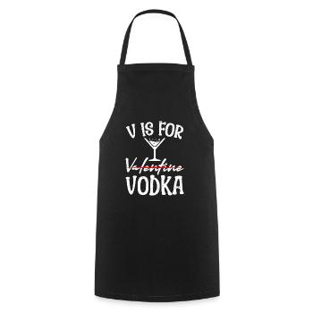V steht für Vodka lustiges Valentinstag - Kochschürze - Schwarz - Vorne - AI Model Male 185 dark (185cm)
