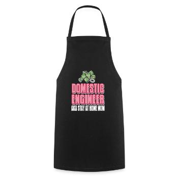 Domestic Engineer AKA Stay At Home MOM Retro - Kochschürze - Schwarz - Vorne - AI Model Male 185 dark (185cm)