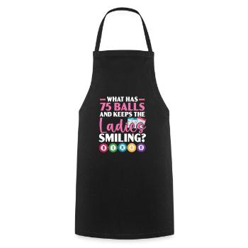 Qu’est-ce qui a 75 balles et garde les dames souriantes - Tablier de cuisine - noir - Devant - AI Model Male 185 dark (185cm)