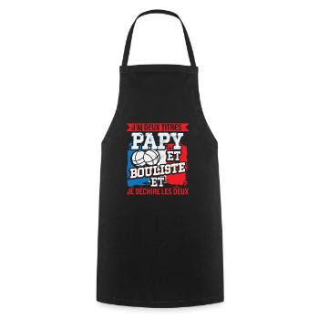 Papy Et Bouliste Pétanque Accessoire Boccia Cadeau - Tablier de cuisine - noir - Devant - AI Model Male 185 dark (185cm)