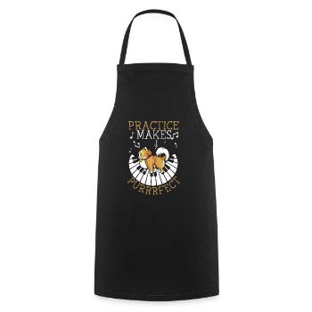 Practice Makes Purrrfect Piano Cat Pianist Music - Cooking Apron - black - Front - AI Model Male 185 dark (185cm)
