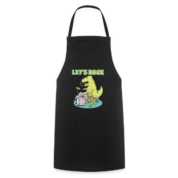 Grosse caisse T- Rex Dinosaure - Tablier de cuisine - noir - Devant - AI Model Male 185 dark (185cm)