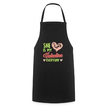 Every day my sweetheart Dear couple Valentine's Day - Cooking Apron - black - Front - AI Model Male 185 dark (185cm)