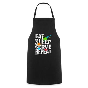 EAT Sleep Serve Repeat Retro Navy Seals Army - Cooking Apron - black - Front - AI Model Male 185 dark (185cm)