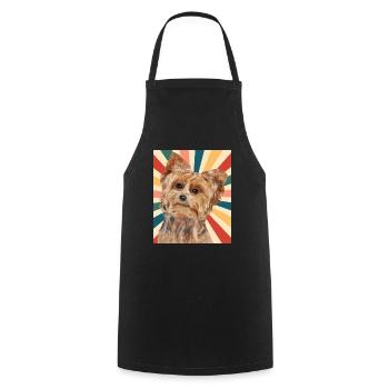 Niedliche Yorkshire Terrier Hunderasse 80er 90er Jahre Retro - Kochschürze - Schwarz - Vorne - AI Model Male 185 dark (185cm)