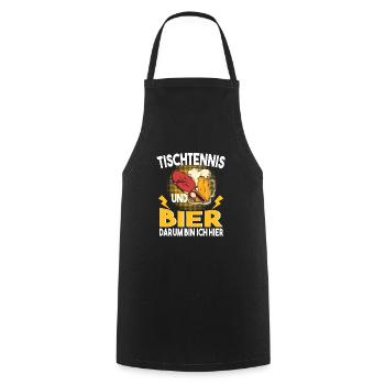Tischtennis und Bier darum bin ich hier Spruch - Kochschürze - Schwarz - Vorne - AI Model Male 185 dark (185cm)