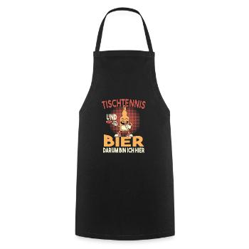 Tischtennis und Bier darum bin ich hier Spruch - Kochschürze - Schwarz - Vorne - AI Model Male 185 dark (185cm)