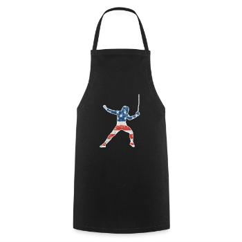 Amerikanische Flagge Fechter T-Shirt Fechten Säbel - Kochschürze - Schwarz - Vorne - AI Model Male 185 dark (185cm)