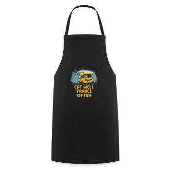 Eat Well Travel Often Funny Trip Humor Traveling - Cooking Apron - black - Front - AI Model Male 185 dark (185cm)