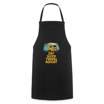 Eat Sleep Travel Repeat Funny Traveler Humor - Cooking Apron - black - Front - AI Model Male 185 dark (185cm)