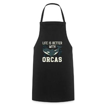 La vie est meilleure avec Orcas Orca Whale Animal Lover - Tablier de cuisine - noir - Devant - AI Model Male 185 dark (185cm)
