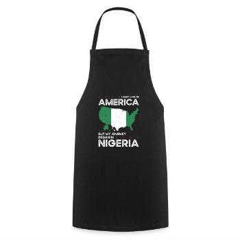 Geboren nigerianisch nigeria amerikanisch USA - Kochschürze - Schwarz - Vorne - AI Model Male 185 dark (185cm)