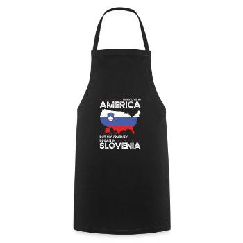 Geboren slowenisch Slowenien amerikanisch USA - Kochschürze - Schwarz - Vorne - AI Model Male 185 dark (185cm)