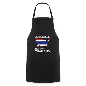 Geboren Thai Thailand Amerikanisch USA - Kochschürze - Schwarz - Vorne - AI Model Male 185 dark (185cm)