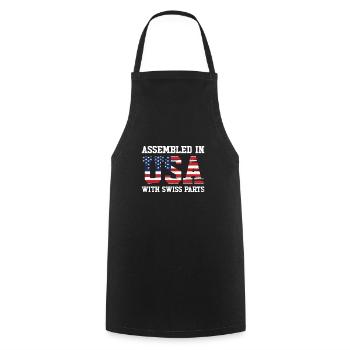 Geboren Schweiz Schweiz Amerikanisch USA - Kochschürze - Schwarz - Vorne - AI Model Male 185 dark (185cm)