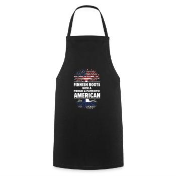 Né finlandais Finlande États-Unis - Tablier de cuisine - noir - Devant - AI Model Male 185 dark (185cm)