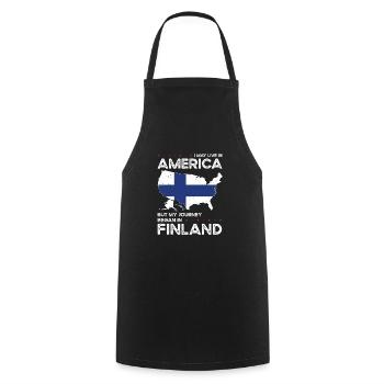 Né finlandais Finlande États-Unis - Tablier de cuisine - noir - Devant - AI Model Male 185 dark (185cm)