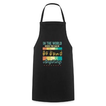 Langue des signes américaine ASL Soyez gentil - Tablier de cuisine - noir - Devant - AI Model Male 185 dark (185cm)