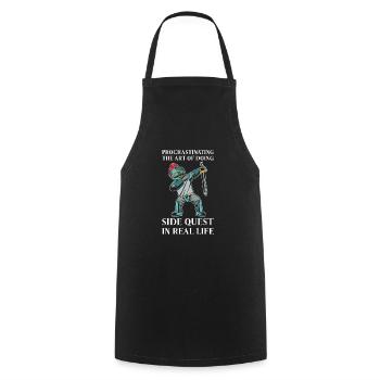 Procrastinating Fantasy Knight Side Quest Work - Cooking Apron - black - Front - AI Model Male 185 dark (185cm)