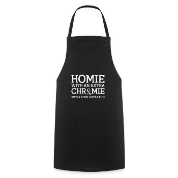 Ruban de sensibilisation à la Journée mondiale du syndrome de Down - Tablier de cuisine - noir - Devant - AI Model Male 185 dark (185cm)
