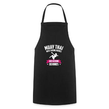 International Women's Day Muay Thai Girl Power - Cooking Apron - black - Front - AI Model Male 185 dark (185cm)