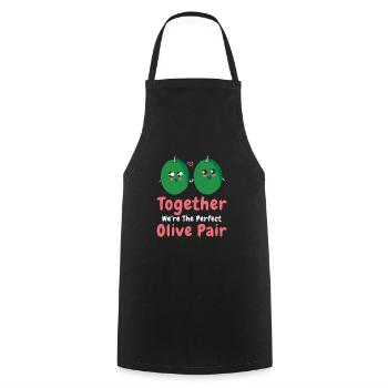 Saint-Valentin Olive Couples Rencontres Romance - Tablier de cuisine - noir - Devant - AI Model Male 185 dark (185cm)