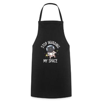 Space Purring Cat Astronaut Cat Lover Spaceship - Cooking Apron - black - Front - AI Model Male 185 dark (185cm)