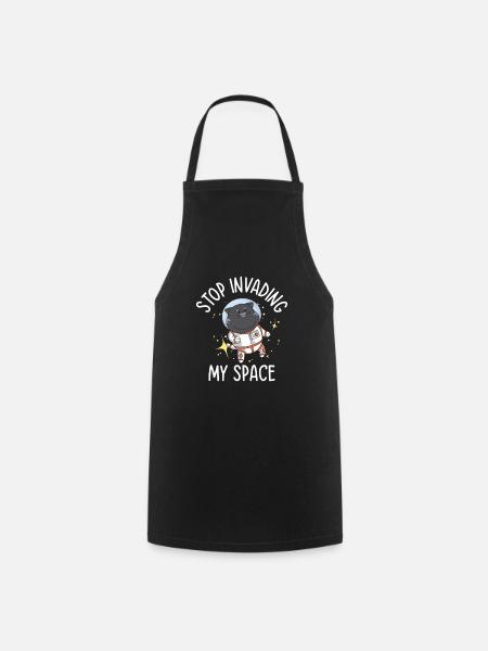 Weltraum Schnurrende Katze Astronaut - Kochschürze - Schwarz