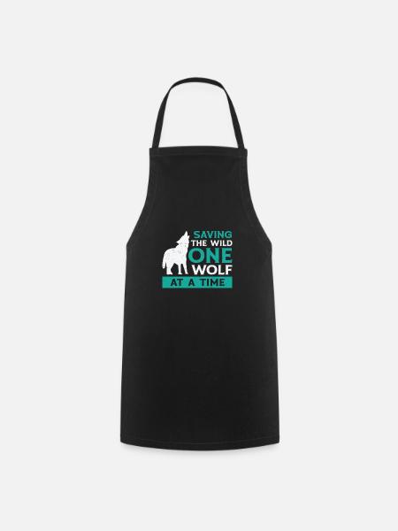 Journée mondiale des animaux Wolf Art Wildlife - Tablier de cuisine - noir