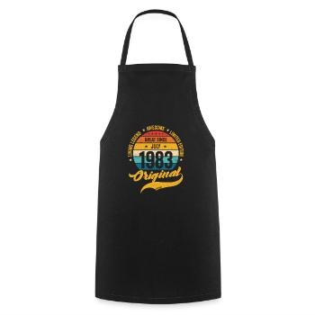 Retro 40 ans juillet 1983 anniversaire vintage bday - Tablier de cuisine - noir - Devant - AI Model Male 185 dark (185cm)