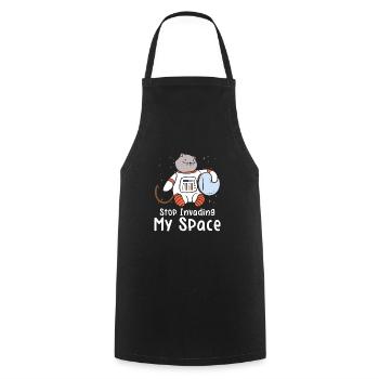 Space Purring Cat Astronaut Cat Lover Spaceship - Cooking Apron - black - Front - AI Model Male 185 dark (185cm)