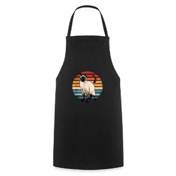Chat siamois Vintage Sunset Retro Chaton - Tablier de cuisine - noir - Devant - AI Model Male 185 dark (185cm)