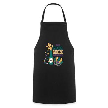 Mardi Gras Karneval Maske Bier Perlen Tölpel - Kochschürze - Schwarz - Vorne - AI Model Male 185 dark (185cm)