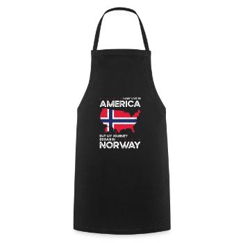 Geboren Norwegisch Norwegen Amerikanisch USA - Kochschürze - Schwarz - Vorne - AI Model Male 185 dark (185cm)