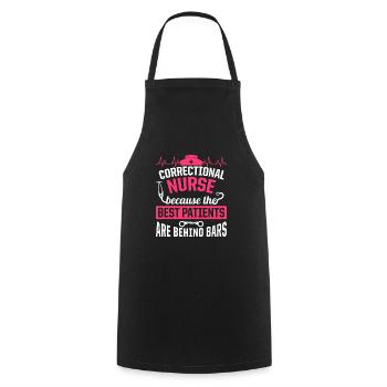 Correctional Nurse Nursing Correction Officer - Cooking Apron - black - Front - AI Model Male 185 dark (185cm)