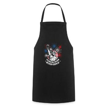 USA Independence Patriotic American Flag Fireworks - Cooking Apron - black - Front - AI Model Male 185 dark (185cm)