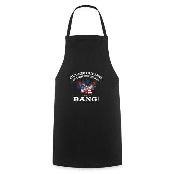 USA Independence Patriotic American Flag Fireworks - Cooking Apron - black - Front - AI Model Male 185 dark (185cm)