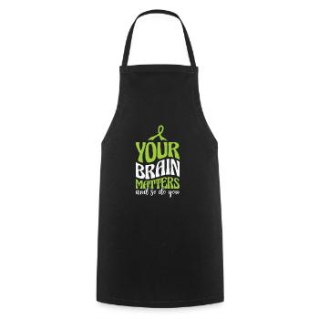 Mental Health Awareness Month Green Ribbon Support - Cooking Apron - black - Front - AI Model Male 185 dark (185cm)
