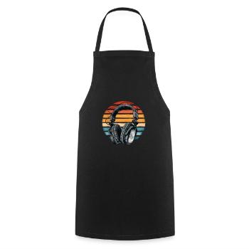 Vintage Headphones Retro DJ Playing Music Party - Cooking Apron - black - Front - AI Model Male 185 dark (185cm)