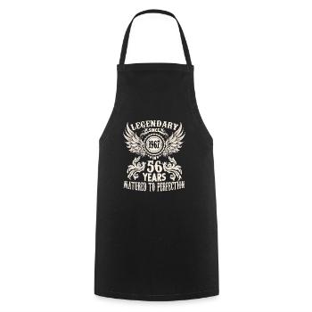 A legend becomes 56 birthday shirt for honorary - Cooking Apron - black - Front - AI Model Male 185 dark (185cm)