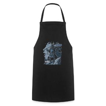 Guerrier Viking Mythologie nordique Nordmann - Tablier de cuisine - noir - Devant - AI Model Male 185 dark (185cm)