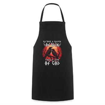 Valhalla | T-shirt Viking Warrior | Corbeau d’Odin - Tablier de cuisine - noir - Devant - AI Model Male 185 dark (185cm)