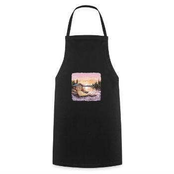 Sauna outfit for sauna fans and wellness enthusiasts - Cooking Apron - black - Front - AI Model Male 185 dark (185cm)