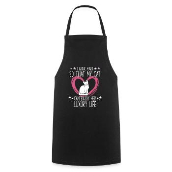 Chaton motif chats accessoires propriétaire de - Tablier de cuisine - noir - Devant - AI Model Male 185 dark (185cm)