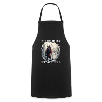 Krampus T | Krampus Costume | Demonic Santa Claus - Cooking Apron - black - Front - AI Model Male 185 dark (185cm)