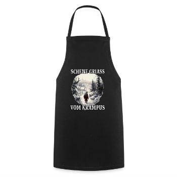 Krampus mask | Krampus costume | Germanic - Cooking Apron - black - Front - AI Model Male 185 dark (185cm)