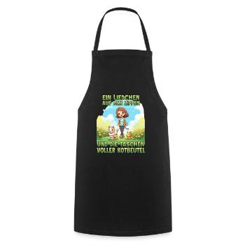 Funny dog owner walking t-shirt dog mom - Cooking Apron - black - Front - AI Model Male 185 dark (185cm)