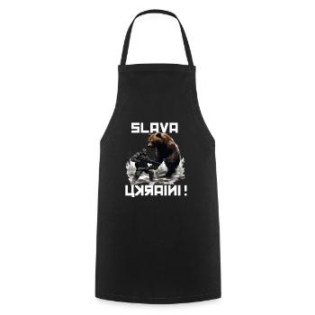 Slava Ukraini Soldiers T Support Ukraine Soldiers - Cooking Apron - black - Front - AI Model Male 185 dark (185cm)