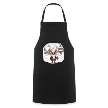 Kawaii Krampus Perchten mask Kawaii Krampus - Cooking Apron - black - Front - AI Model Male 185 dark (185cm)