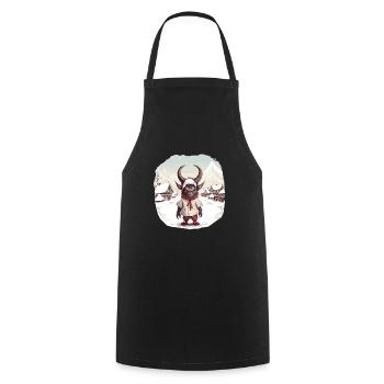 Krampus Maske | Krampus Kostüm Kramperl - Kochschürze - Schwarz - Vorne - AI Model Male 185 dark (185cm)